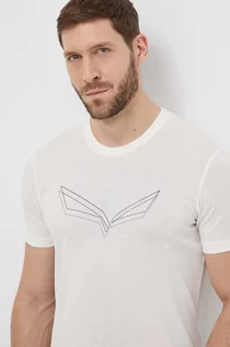 Koszulki męskie - Salewa t-shirt sportowy Pure Eagle Frame Dry kolor biały z nadrukiem - grafika 1