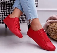 Trampki damskie - TRAMPKI damskie z ekoskóry niskie klasyczne czerwone DD274686 37 - miniaturka - grafika 1