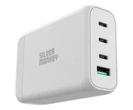 Ładowarki do telefonów - Silver Monkey Ładowarka GaN 130W USB-C PD + USB 3.0 QC W - miniaturka - grafika 1
