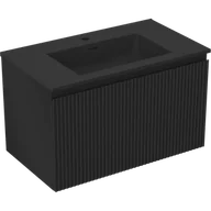 Szafki łazienkowe - Mexen Rivel szafka łazienkowa 80 cm z umywalką Otis, 1 szuflada, ryflowana , czarna mat - 91A20-08047-1-BF71-W18M71 - miniaturka - grafika 1