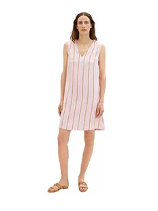 TOM TAILOR Damska sukienka lniana, 31954 - Lilac Brown Vertical Stripe, 46 - Sukienki - miniaturka - grafika 1