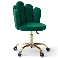 Krzesła - Krzesło obrotowe muszelka zielone DC-6092S Złote nogi, Welur, Glamour - miniaturka - grafika 1