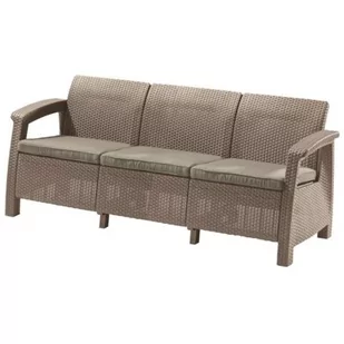 Allibert Sofa 3osobowa Curver Corfu Love Seat Max brązowa cappucino 227641 - Sofy ogrodowe - miniaturka - grafika 1