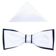 Krawaty i muchy męskie - Biało-granatowa gładka mucha męska slim B60 - miniaturka - grafika 1