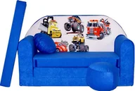 Fotele i pufy dla dzieci - Sofa dziecięca kanapa wersalka rozkładana 160cm + podnóżek i poduszka - C14 - miniaturka - grafika 1