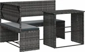 Sofy ogrodowe - vidaXL Sofa ogrodowa w kształcie litery L ze stolikiem i poduszkami z szarego polirattanu - miniaturka - grafika 1