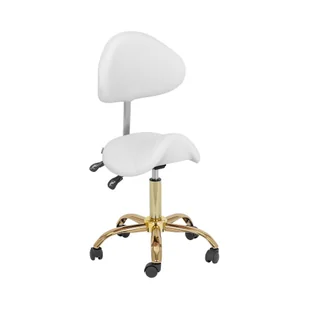 Physa Krzesło siodłowe 51 65 cm 150 kg białe/ złote - Taborety i krzesła kosmetyczne - Krzesła i taborety kosmetyczne - miniaturka - grafika 1