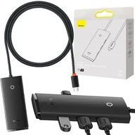 Huby USB - Baseus Hub, adapter Lite Series USB-C na 4x USB 3.0 i USB-C, 1m, czarny - miniaturka - grafika 1