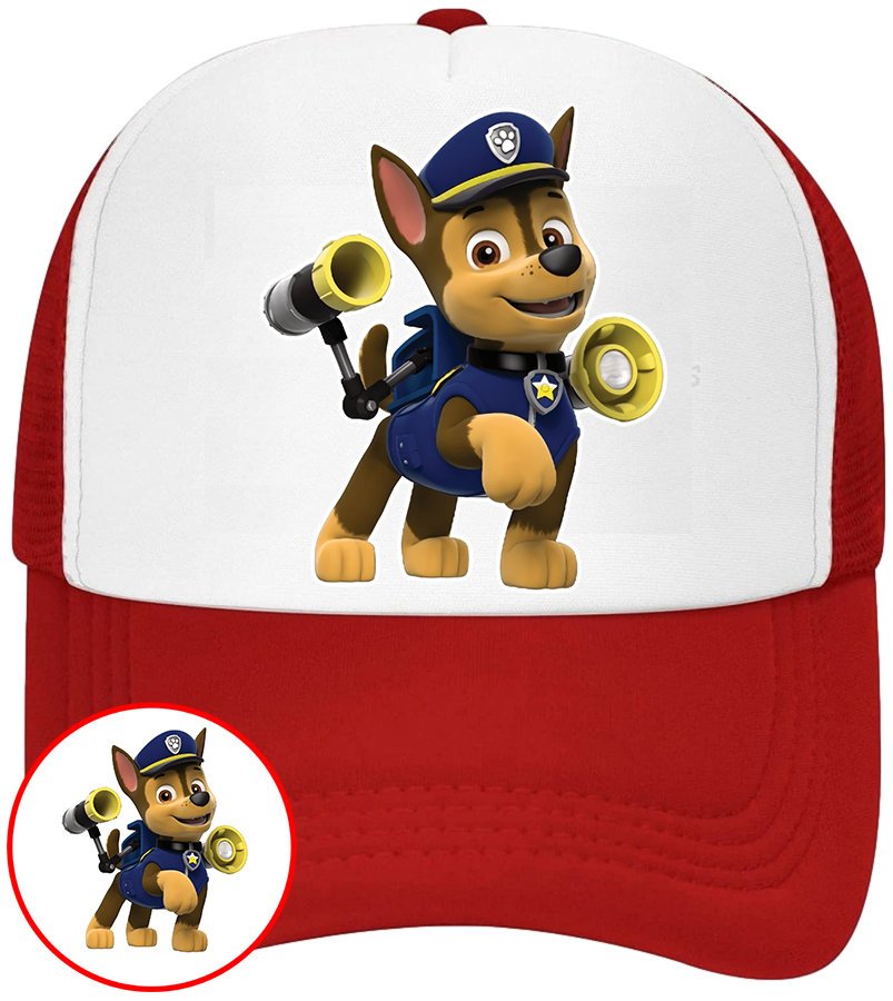 CZAPKA Z DASZKIEM PSI PATROL DLA DZIECI SIATKA CZERWONA BEJSBOLÓWKA
