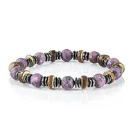 Bransolety męskie - Bransoletka koraliki w kolorze fioletowo-szarym EM 20 - EM Men's Accessories - miniaturka - grafika 1