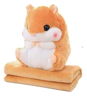 Maskotki i pluszaki - Kocyk Chomik Zestaw 3w1 Przytulanka Koc Polarowy Poduszka - miniaturka - grafika 1