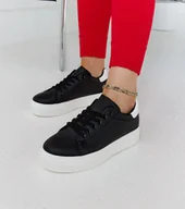Sneakersy damskie - Czarno-białe sneakersy na grubej podeszwie Ruta -38 - miniaturka - grafika 1