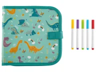 Zabawki kreatywne - Crelando Zestaw 6 kolorowanek zmywalnych (Dinozaur) - miniaturka - grafika 1