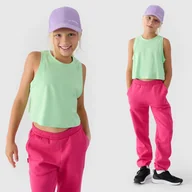 Koszulki dla dziewczynek - Koszulka Dziewczęca 4F T-shirt Zielony na ramiączkach 4FJRSS24TSLEF187 Zielony 164 - miniaturka - grafika 1