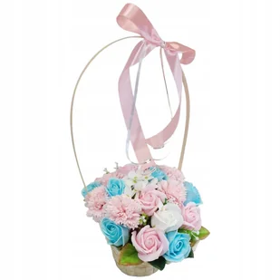 Bukiet Kosz z różami mydlanymi kwiaty mydlane WYJĄTKOWY Prezent dla Kobiety - Sztuczne kwiaty - miniaturka - grafika 1