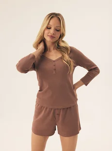 Piżama damska Vaffle Bloovii jasny brąz L - Piżamy damskie Piżama damska Vaffle Bloovii jasny brąz L - Piżamy damskie - miniaturka - grafika 1