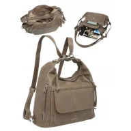 Torebki damskie - Damski Plecak Torebka Shopper 2w1 LUIGISANTO Ciemno Beżowa Dwukomorowa - miniaturka - grafika 1
