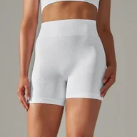 Spodenki rowerowe - Nessaj Push Up Spodenki sportowe Damskie spodenki rowerowe Bezszwowe spodenki fitness z wysokim stanem Krótkie legginsy do jogi na siłownię biały M - miniaturka - grafika 1