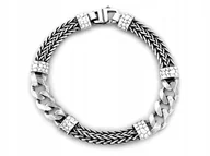 Bransolety męskie - Gruba srebrna bransoleta męska łańcuszkowa 925 waga 30.23g 9.5mm oksydowana - miniaturka - grafika 1