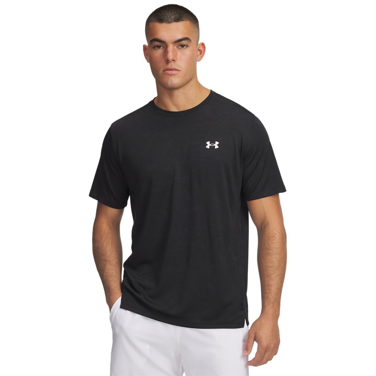 Męska koszulka UA TECH VENT JACQUARD SS 1377052 1377052-002 Czarny L
