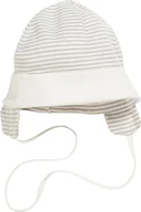 Czapki damskie - Schnizler Unisex Baby Tie Cap Navy Currled z uchem PRedection, Öko-Tex Standard 100 czapka, Beżowy (Natur 2), XS (Producent Rozmiar: 43 cm) - miniaturka - grafika 1