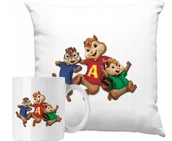 Gadżety dla niej i dla niego - ZESTAW PODUSZKA + KUBEK Alvin I Wiewiórki Pomysł Na Prezent +IMIĘ #2 - miniaturka - grafika 1