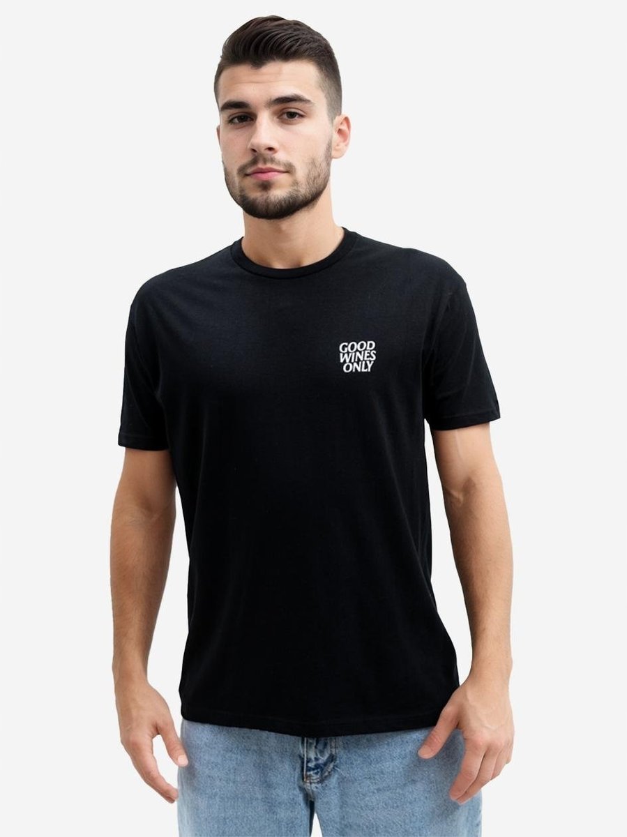 T-SHIRT MĘSKI BAWEŁNIANA Koszulka Krótki rękaw Męska Czarna Good Wines M