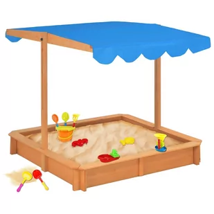 vidaXL Lumarko Piaskownica z zadaszeniem, drewno jodłowe, 115x115x115 cm 316473 - Zabawki i gry sportowe - miniaturka - grafika 1