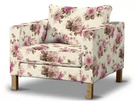 Pokrowce na meble - Dekoria pl Pokrowiec na fotel Karlstad krótki różowo-beżowe róże na kremowym tle 89 x 89 x 64 cm Londres - miniaturka - grafika 1