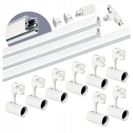 Lampy sufitowe - Zestaw szynowy 3 fazowy szyna 1m+1m+2m, 8x Lampa, łącznik T Biały komplet - miniaturka - grafika 1