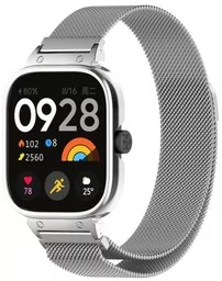 Etui z paskiem Bizon Strap + Case Watch Chain do Xiaomi Redmi Watch 4, srebrne - Akcesoria do smartwatchy - miniaturka - grafika 1