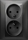 Gniazdka elektryczne - Elektro-Plast Vestra Gniazdo podwójne 2x2P+Z monolit z ramką podtynkowe IP20 czarny 3835-09 - miniaturka - grafika 1