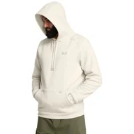 Bluzy sportowe męskie - Męska bluza treningowa z kapturem Under Armour UA Armour Fleece Pro Kanga Hd - biała - UNDER ARMOUR - miniaturka - grafika 1