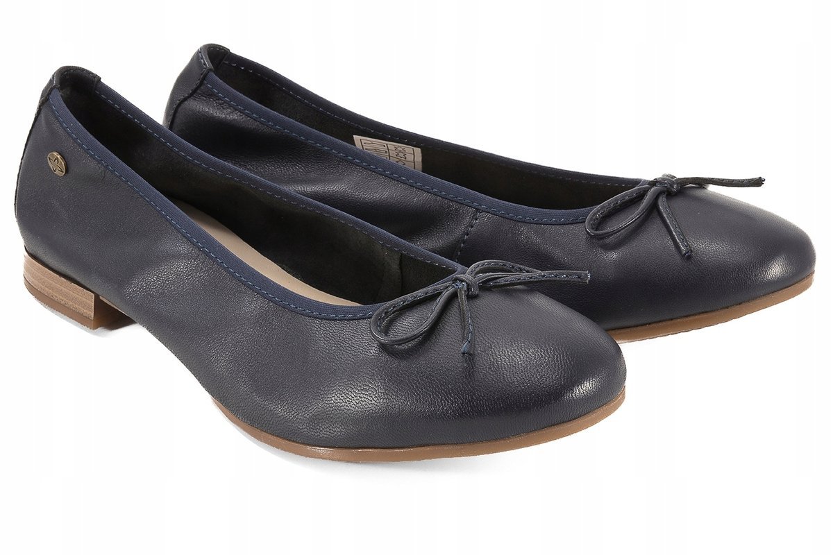 Maciejka P6800-17 granatowe baleriny damskie skórzane modne r.39
