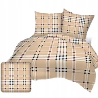 Pościel - Komplet Pościeli 140x200 Bawełniana 1x70/80 Krata Beż - miniaturka - grafika 1