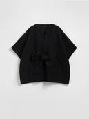 Swetry damskie - Reserved - Ponczo z wiązaniem - czarny - miniaturka - grafika 1