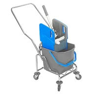 Wózki serwisowe - Wózek do sprzątania, stelaż metalowy: wiadro 25l, wyciskarka do mopa, stelaż metalowy - miniaturka - grafika 1