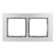 Klawisze i ramki - Karlik Ramka podwójna Deco metal - aluminium szczotkowane, grafit - miniaturka - grafika 1
