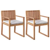 Fotele i krzesła ogrodowe - BELIANI Zestaw 2 krzeseł ogrodowych z poduszkami SASSARI PREMIUM Certyfikowane drewno akacjowe Jasnoszary - miniaturka - grafika 1