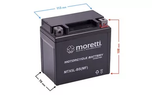 Akumulator Moretti AGM (Gel) MTX5L-BS - Części motocyklowe - miniaturka - grafika 1