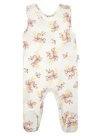 Śpiochy dla niemowląt - Dziewczęcy śpioch bawełniany Kwiaty kremowy Nicol,r.74 - miniaturka - grafika 1