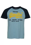 Koszulki męskie - Superdry Koszulka męska z nadrukiem, Stone Blue Marl/Eclipse Navy, XL - miniaturka - grafika 1
