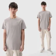 Koszulki męskie - Koszulka Męska 4F T-shirt Beżowy Sportowy BASIC Bawełniany Wygodny XL - miniaturka - grafika 1