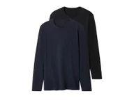 Koszulki męskie - esmara Men Koszulki męskie z długim rękawem, 2 sztuki (granatowy/czarny, M (48/50)) - miniaturka - grafika 1