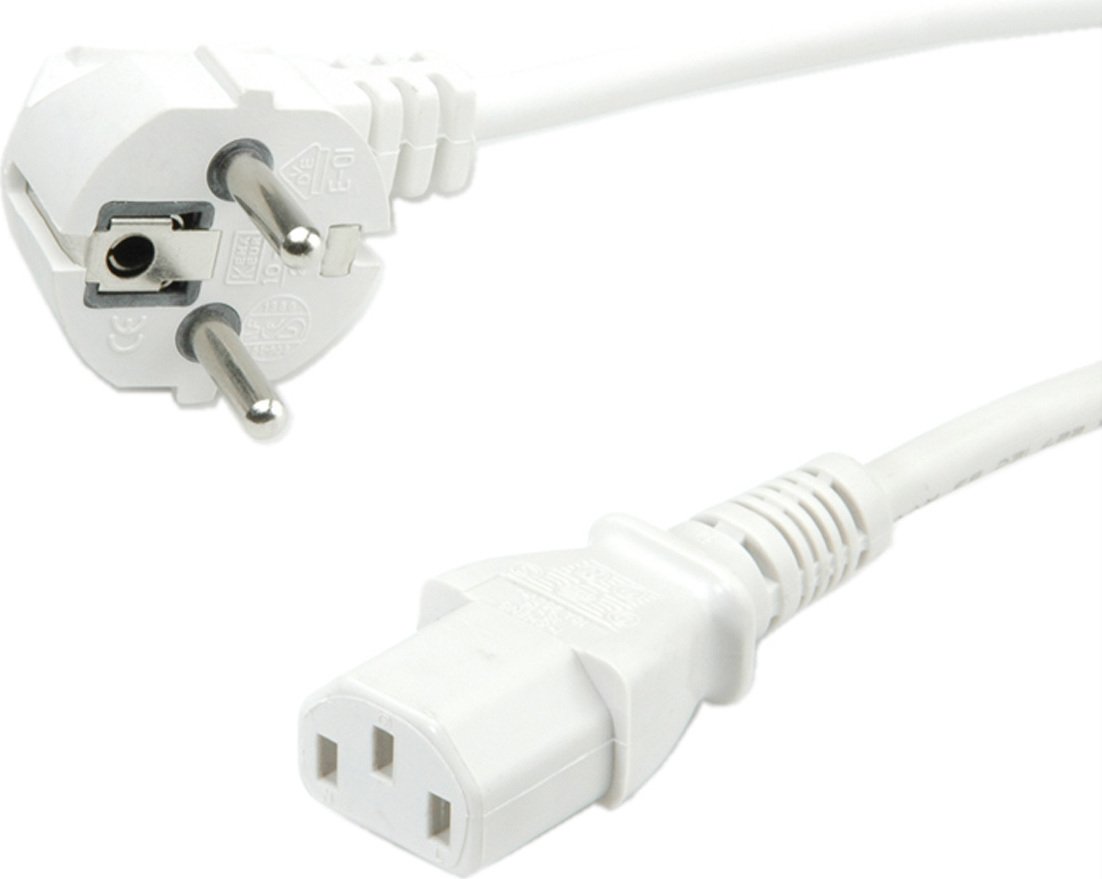 Kabel sieciowy ROLINE GREEN, gniazdo proste IEC, biały, 0,8 m