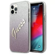 Etui i futerały do telefonów - Guess GUHCP12LPCUGLSPI iPhone 12 Pro Max 6,7" różowy/pink hardcase Glitter Gradient Script GUE001095 - miniaturka - grafika 1