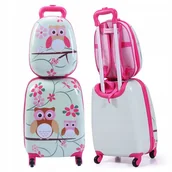 Walizki - Zestaw Walizka i Plecak dla Dziecka Bagaż Podręczny Sowy Walizeczka Abs - miniaturka - grafika 1
