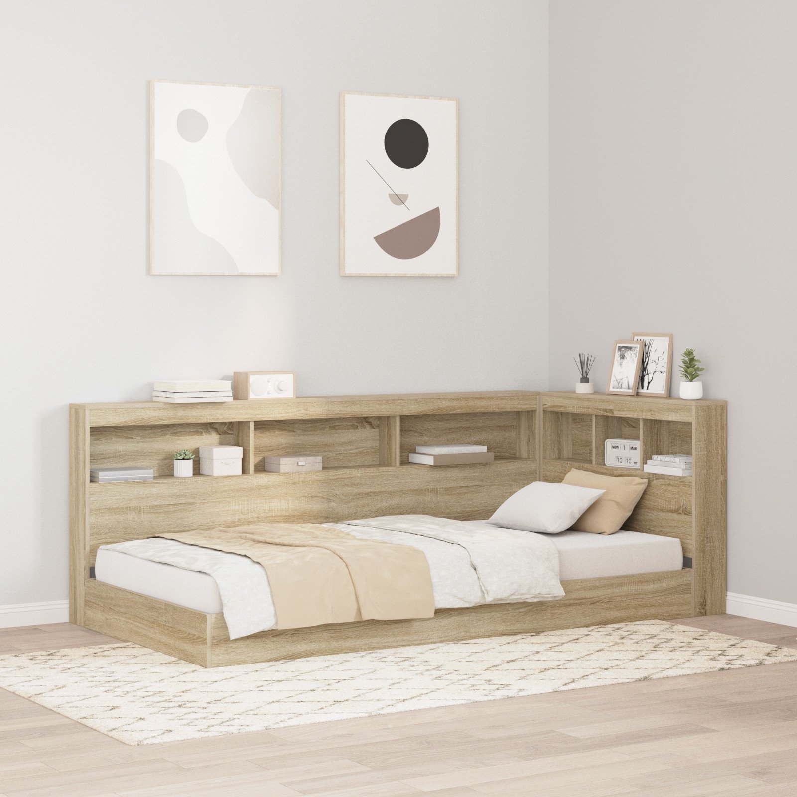 vidaXL Łóżko z regałem Sonoma Oak 75x190 cm Materiał drewnopochodny
