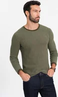 Swetry męskie - Ombre Clothing Klasyczny sweter męski Leone oliwkowy XL - miniaturka - grafika 1