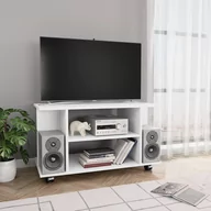 Szafki RTV - vidaXL Szafka pod TV z kółkami, biała, 80x40x40 cm, płyta wiórowa - miniaturka - grafika 1